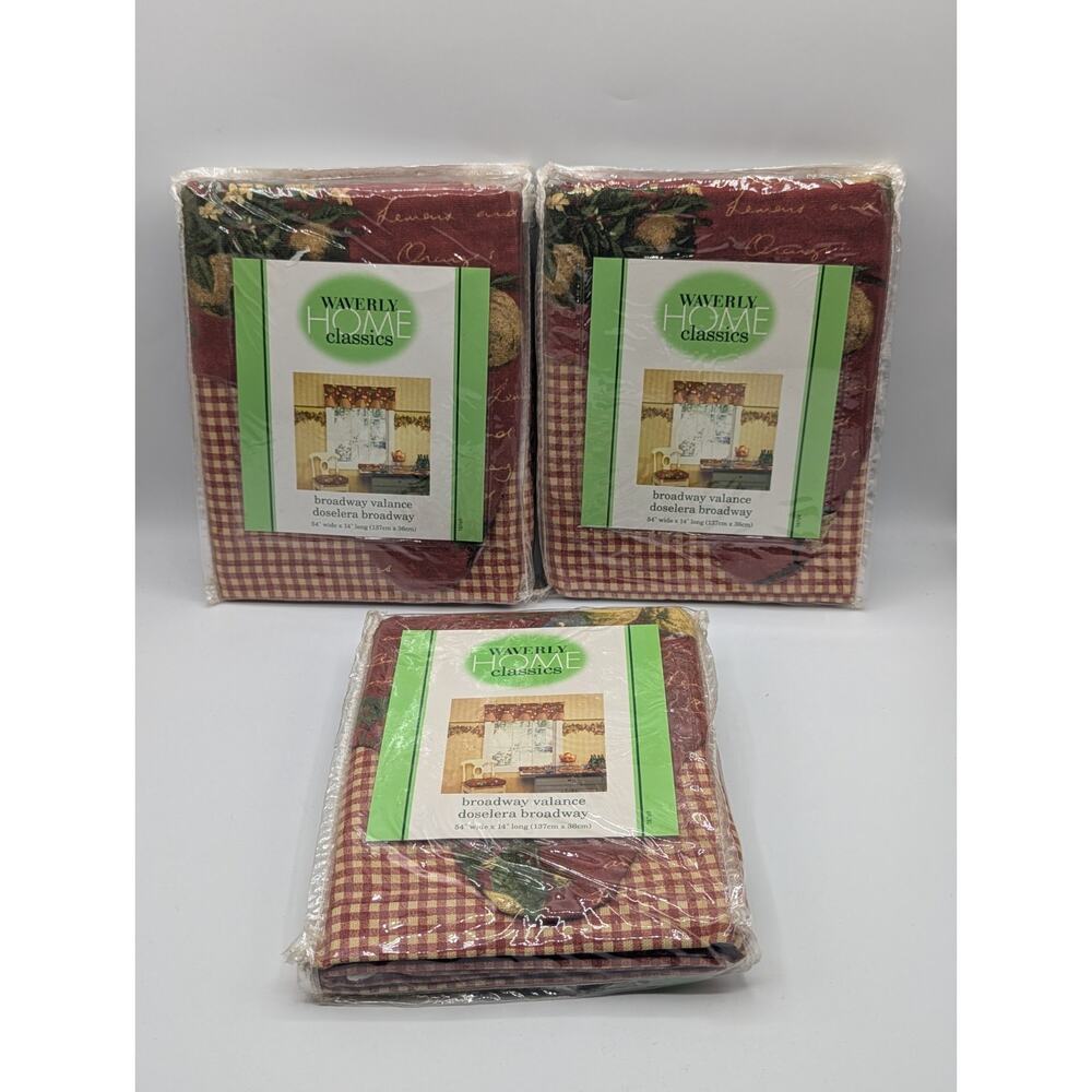 Lot Of 3 Waverly Home Classics Citrus Grove Crimson Broadway Valance 54"x14" Ea.